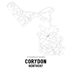 Corydon Kentucky. US street map with black and white lines.