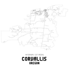 Corvallis Oregon. US street map with black and white lines.