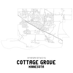 Cottage Grove Minnesota. US street map with black and white lines.