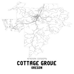 Obraz premium Cottage Grove Oregon. US street map with black and white lines.