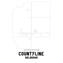 Countyline Oklahoma. US street map with black and white lines.