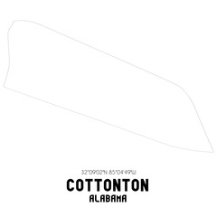 Cottonton Alabama. US street map with black and white lines.