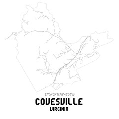 Covesville Virginia. US street map with black and white lines.