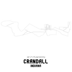 Crandall Indiana. US street map with black and white lines.