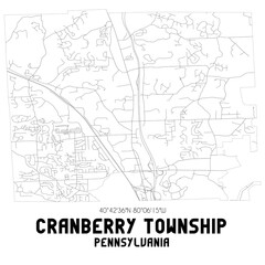 Fototapeta na wymiar Cranberry Township Pennsylvania. US street map with black and white lines.