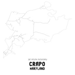 Crapo Maryland. US street map with black and white lines.