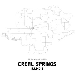 Creal Springs Illinois. US street map with black and white lines.