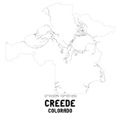 Creede Colorado. US street map with black and white lines.