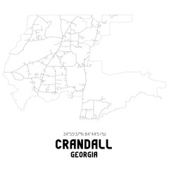 Crandall Georgia. US street map with black and white lines.