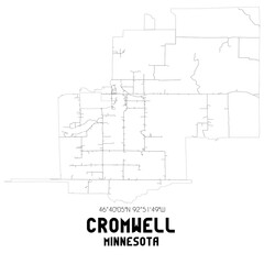Cromwell Minnesota. US street map with black and white lines.