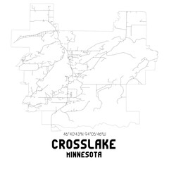 Fototapeta na wymiar Crosslake Minnesota. US street map with black and white lines.