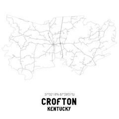 Crofton Kentucky. US street map with black and white lines.