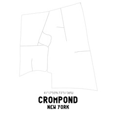 Crompond New York. US street map with black and white lines.