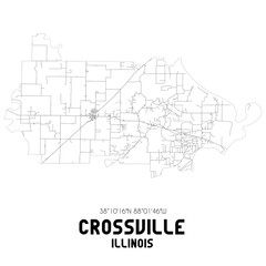 Crossville Illinois. US street map with black and white lines.