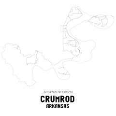 Crumrod Arkansas. US street map with black and white lines.