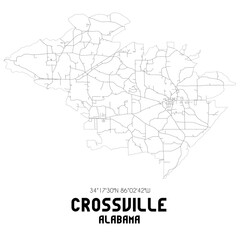 Crossville Alabama. US street map with black and white lines.