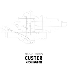 Custer Washington. US street map with black and white lines.