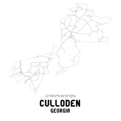 Culloden Georgia. US street map with black and white lines.