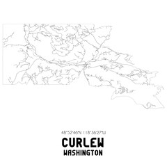Curlew Washington. US street map with black and white lines.
