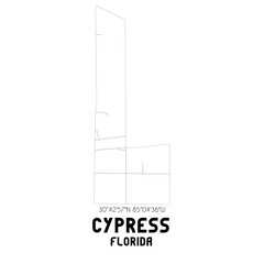 Cypress Florida. US street map with black and white lines.