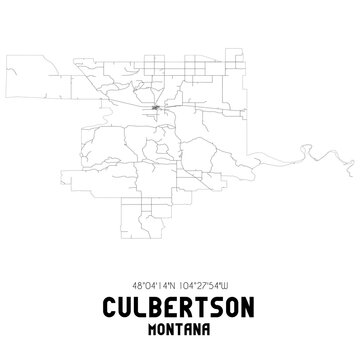 Culbertson Montana. US street map with black and white lines.