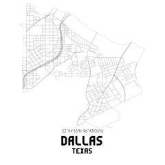 Fototapeta na wymiar Dallas Texas. US street map with black and white lines.