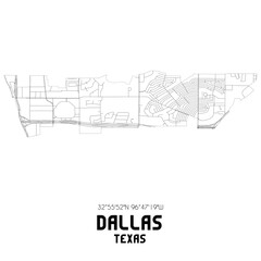 Dallas Texas. US street map with black and white lines.