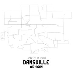 Dansville Michigan. US street map with black and white lines.