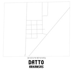 Datto Arkansas. US street map with black and white lines.