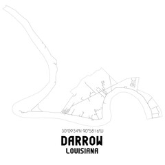 Darrow Louisiana. US street map with black and white lines.