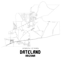 Dateland Arizona. US street map with black and white lines.
