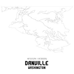 Danville Washington. US street map with black and white lines.