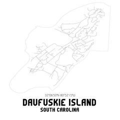 Daufuskie Island South Carolina. US street map with black and white lines.