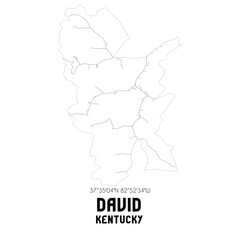 David Kentucky. US street map with black and white lines.