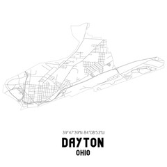 Dayton Ohio. US street map with black and white lines.