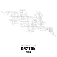 Dayton Ohio. US street map with black and white lines.