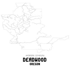 Deadwood Oregon. US street map with black and white lines.