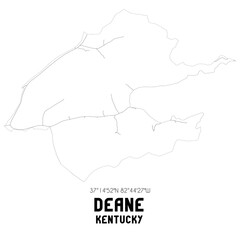 Deane Kentucky. US street map with black and white lines.