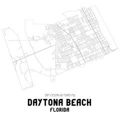 Daytona Beach Florida. US street map with black and white lines.