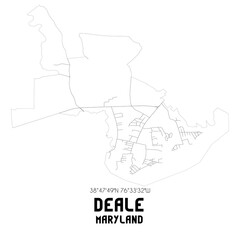 Deale Maryland. US street map with black and white lines.