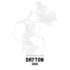 Dayton Ohio. US street map with black and white lines.