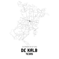 De Kalb Texas. US street map with black and white lines. - obrazy, fototapety, plakaty
