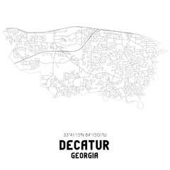 Decatur Georgia. US street map with black and white lines.
