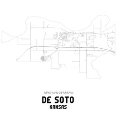 De Soto Kansas. US street map with black and white lines.