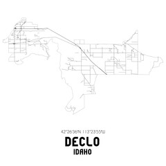 Declo Idaho. US street map with black and white lines.