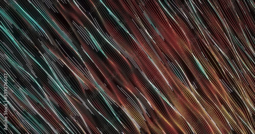 Aufkleber abstract background of blue and yellow diagonal moving small neon bright stripes of particles in the