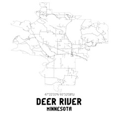 Deer River Minnesota. US street map with black and white lines.