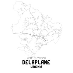 Delaplane Virginia. US street map with black and white lines.