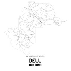 Dell Montana. US street map with black and white lines.
