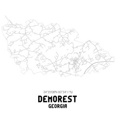 Demorest Georgia. US street map with black and white lines.